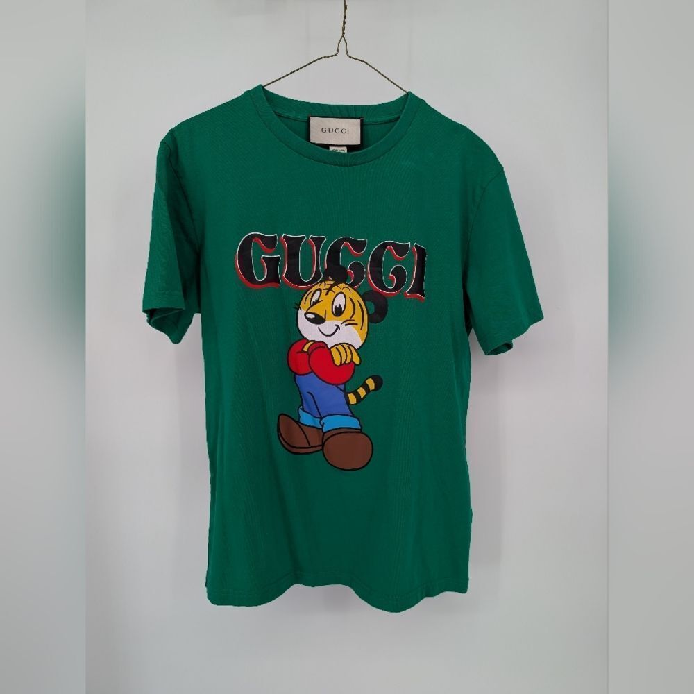 Gucci Green Cartoon Graphic Tee Short Sleeve